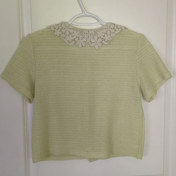 Vintage Victorian style blouse in lime green XS - Picture 5 of 5